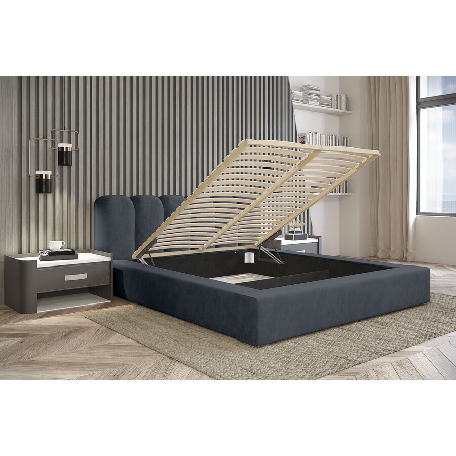 Dallas 180 x 200 cm Gestoffeerd Bed Donkerblauw Dallas 180 x 200 cm Gestoffeerd Bed Donkerblauw