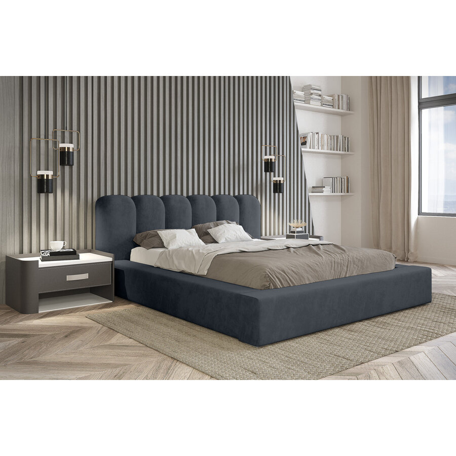 Dallas 180 x 200 cm Gestoffeerd Bed Donkerblauw Dallas 180 x 200 cm Gestoffeerd Bed Donkerblauw