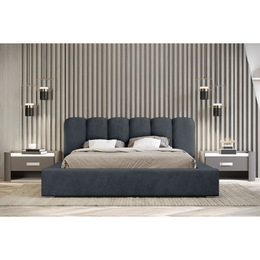 Dallas 140 x 200 cm Gestoffeerd Bed Donkerblauw Dallas 140 x 200 cm Gestoffeerd Bed Donkerblauw