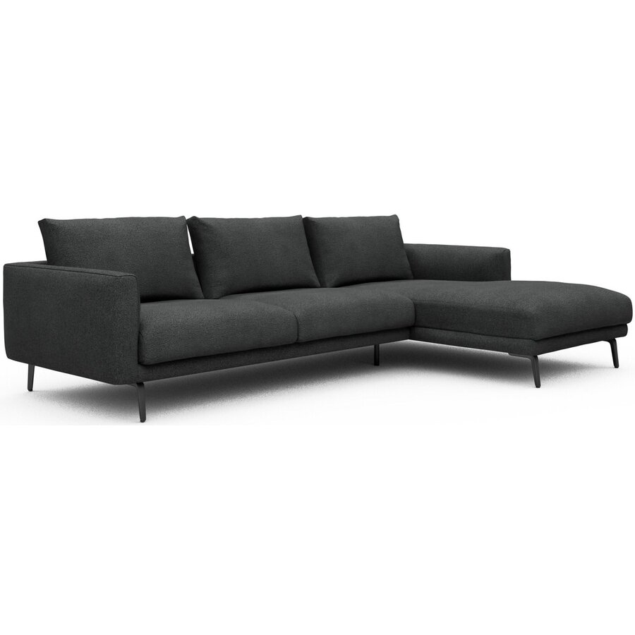 Dalsen 2,5-Zits + Chaise Lounge Houtskool Zwart Bouclé Dalsen 2,5-Zits + Chaise Lounge Houtskool Zwart Bouclé