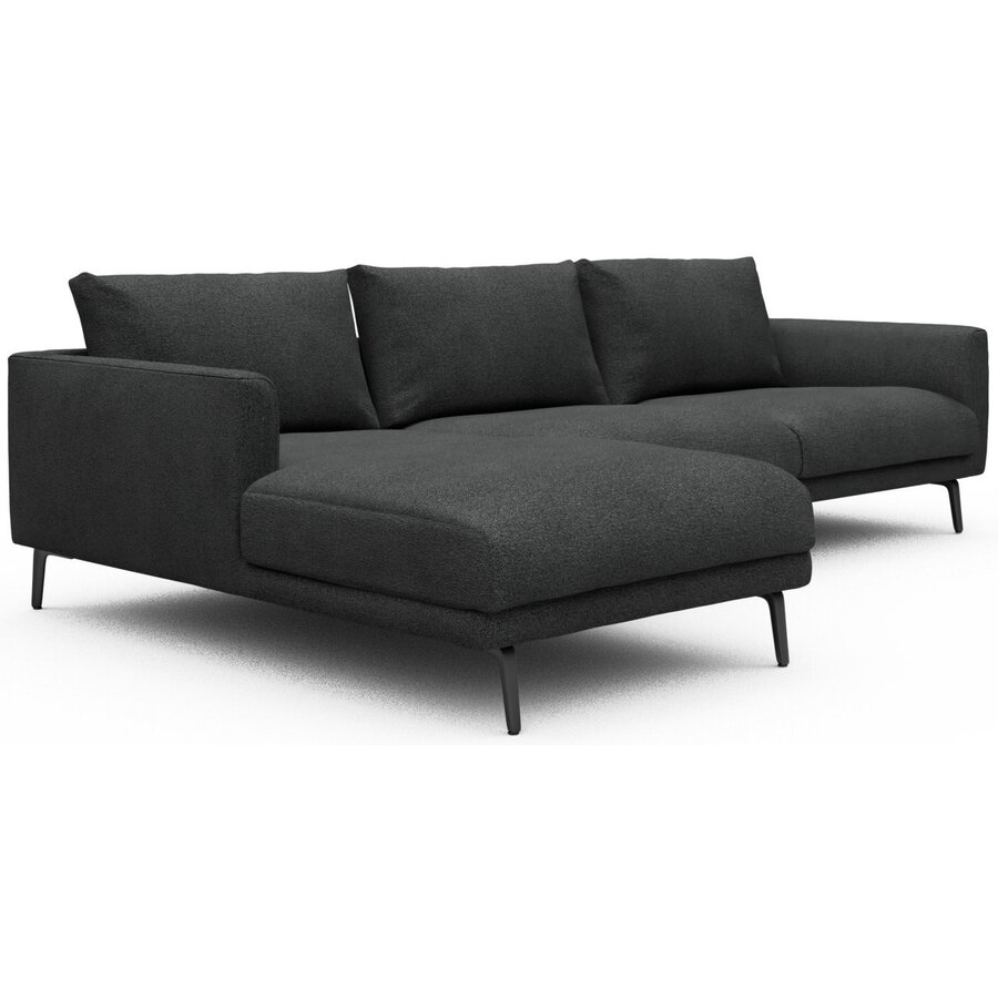 Dalsen Chaise Lounge + 2,5-Zits Houtskool Zwart Bouclé Dalsen Chaise Lounge + 2,5-Zits Houtskool Zwart Bouclé