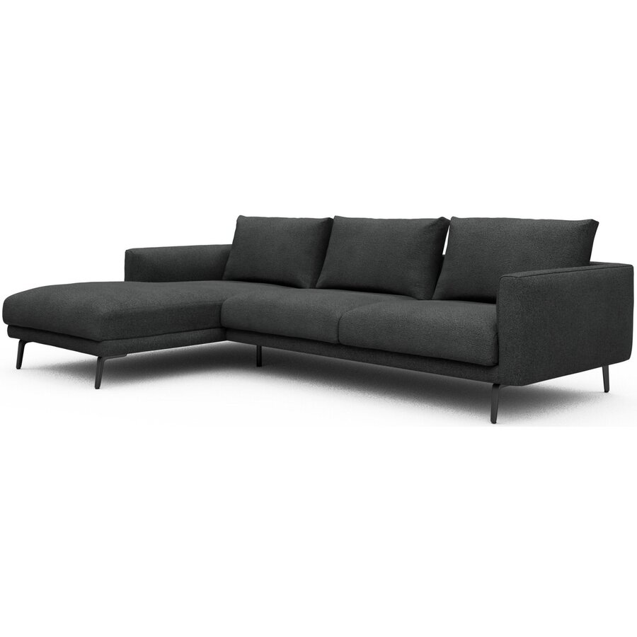 Dalsen Chaise Lounge + 2,5-Zits Houtskool Zwart Bouclé Dalsen Chaise Lounge + 2,5-Zits Houtskool Zwart Bouclé