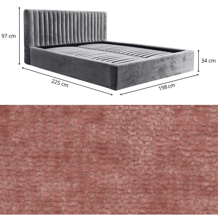 Vegas 180 x 200 cm Gestoffeerd Bed Stoffig Roze Vegas 180 x 200 cm Gestoffeerd Bed Stoffig Roze