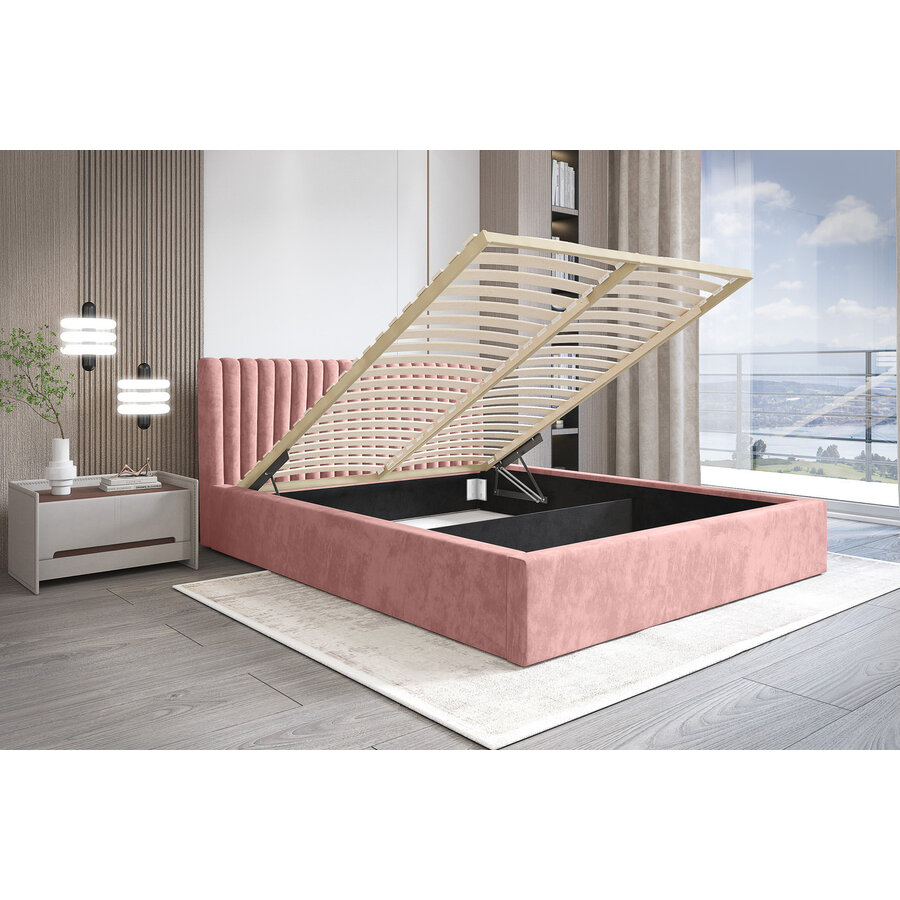 Vegas 160 x 200 cm Gestoffeerd Bed Stoffig Roze Vegas 160 x 200 cm Gestoffeerd Bed Stoffig Roze
