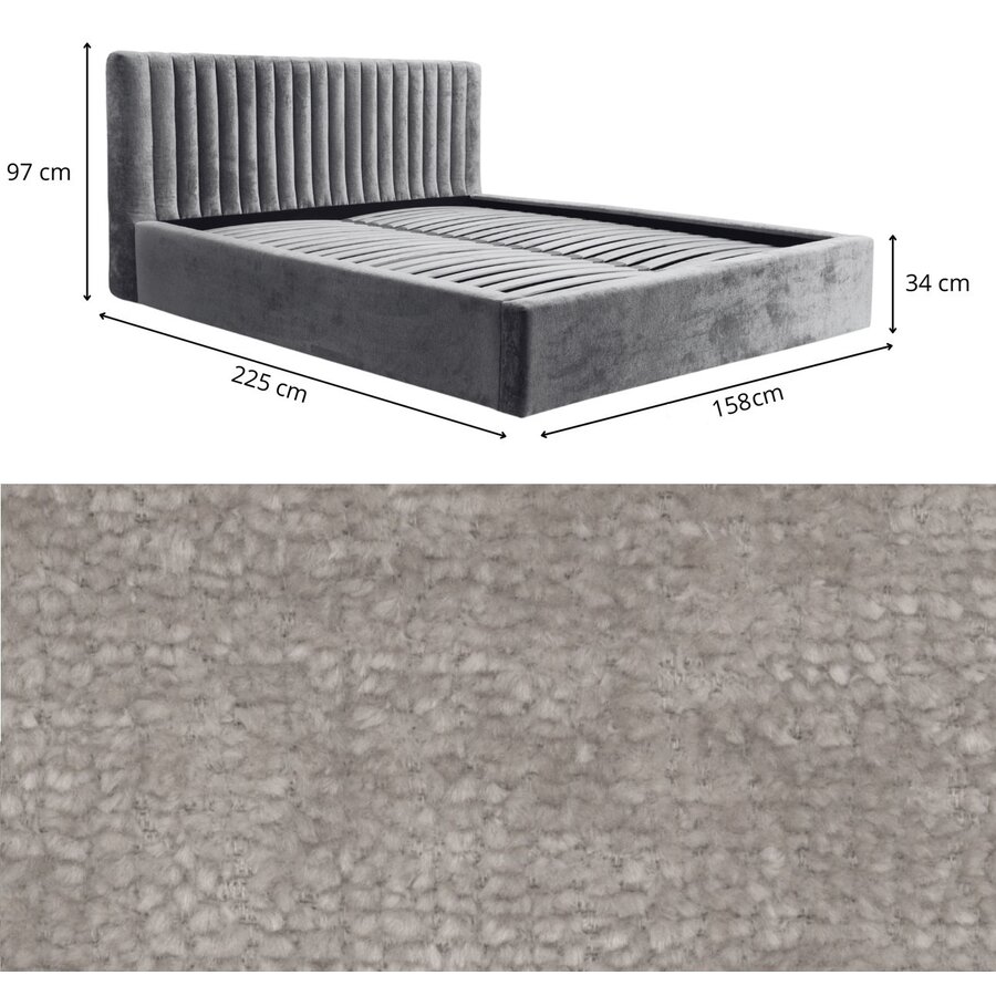 Vegas 140 x 200 cm Gestoffeerd Bed Grijs Vegas 140 x 200 cm Gestoffeerd Bed Grijs