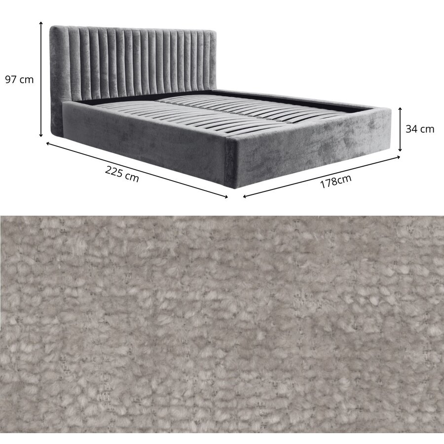 Vegas 160 x 200 cm Gestoffeerd Bed Grijs Vegas 160 x 200 cm Gestoffeerd Bed Grijs