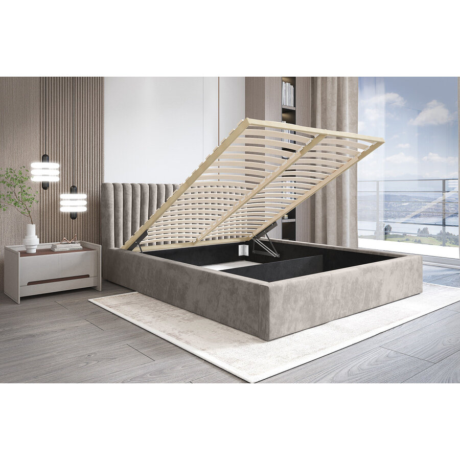 Vegas 140 x 200 cm Gestoffeerd Bed Grijs Vegas 140 x 200 cm Gestoffeerd Bed Grijs