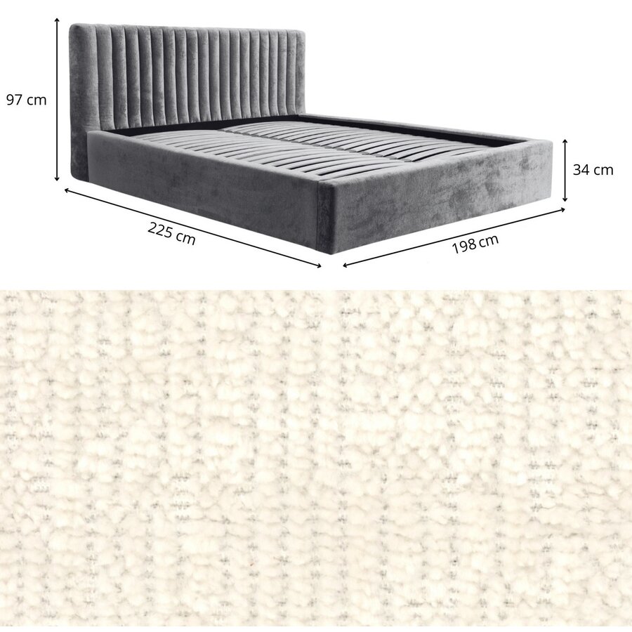 Vegas 180 x 200 cm Gestoffeerd Bed Creme Vegas 180 x 200 cm Gestoffeerd Bed Creme
