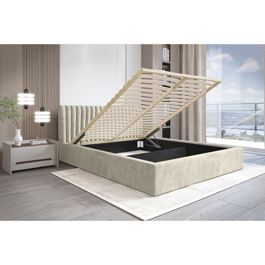 Vegas 160 x 200 cm Gestoffeerd Bed Creme Vegas 160 x 200 cm Gestoffeerd Bed Creme