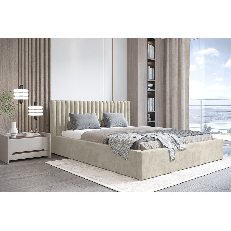 Vegas 160 x 200 cm Gestoffeerd Bed Creme Vegas 160 x 200 cm Gestoffeerd Bed Creme