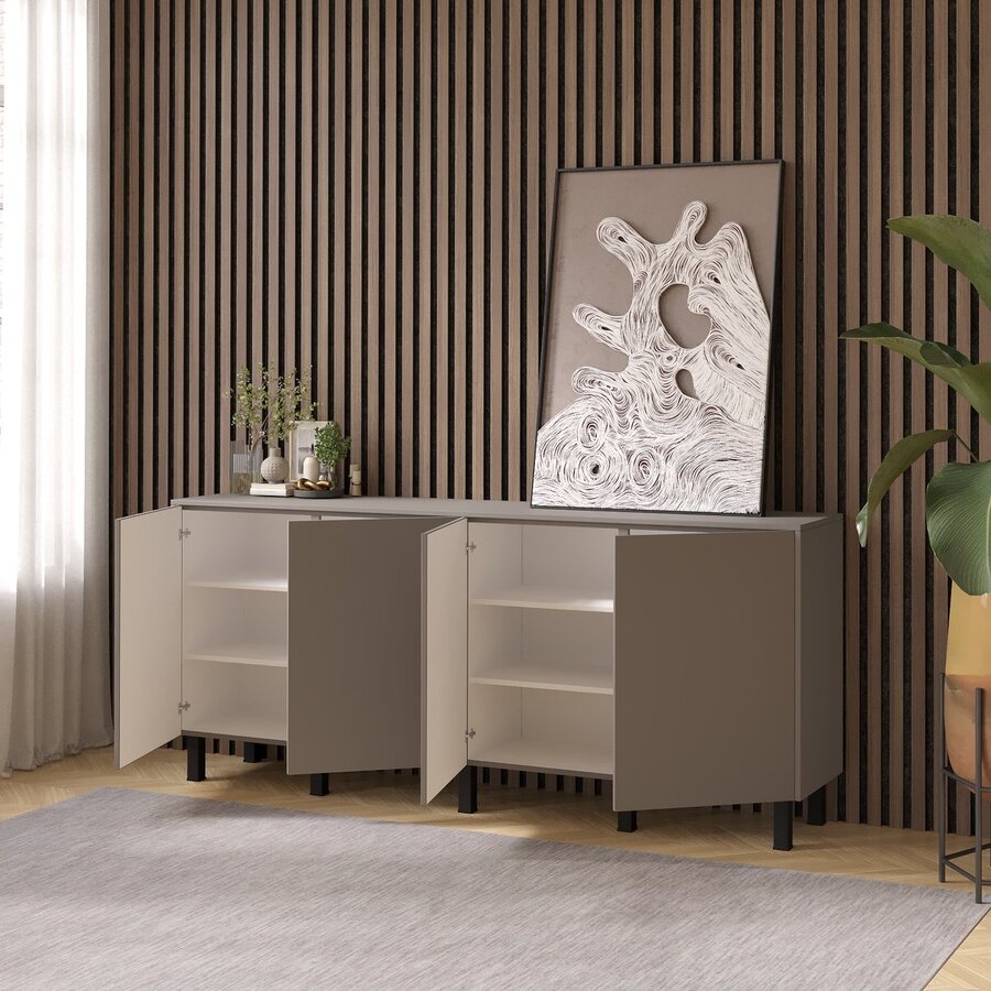 Turin Ayaya 203 cm Dressoir Taupe Turin Ayaya 203 cm Dressoir Taupe