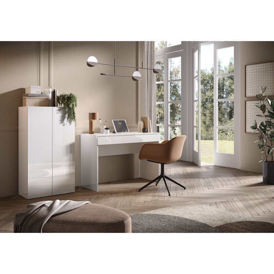 Smile Hoogglans Wit Bureautafel 110 cm Smile Hoogglans Wit Bureautafel 110 cm