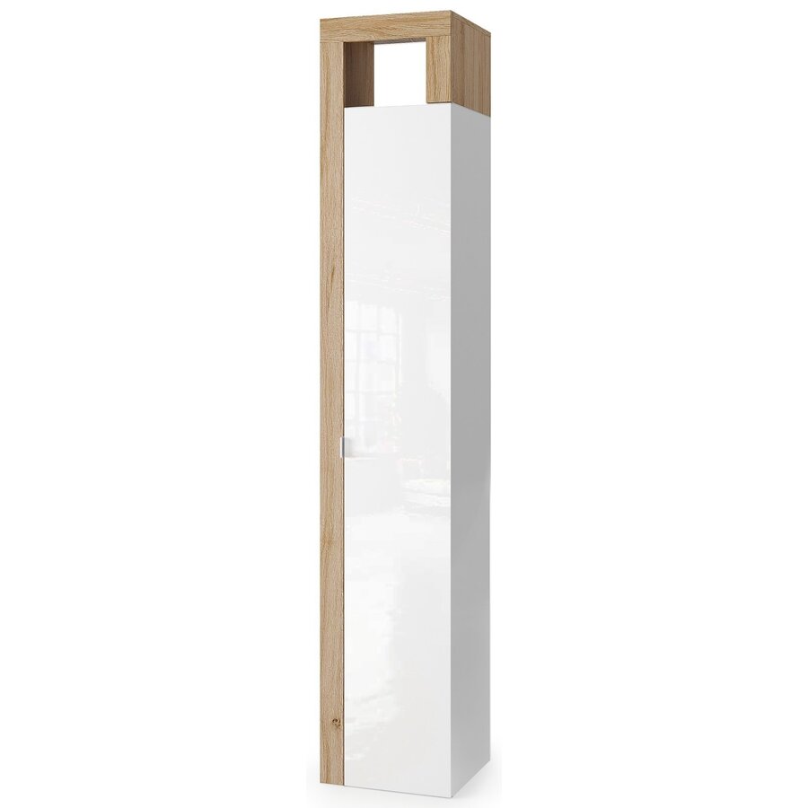 Hamburg HG Wit / Eiken Badkamerkast 1-Deur Hamburg HG Wit / Eiken Badkamerkast 1-Deur