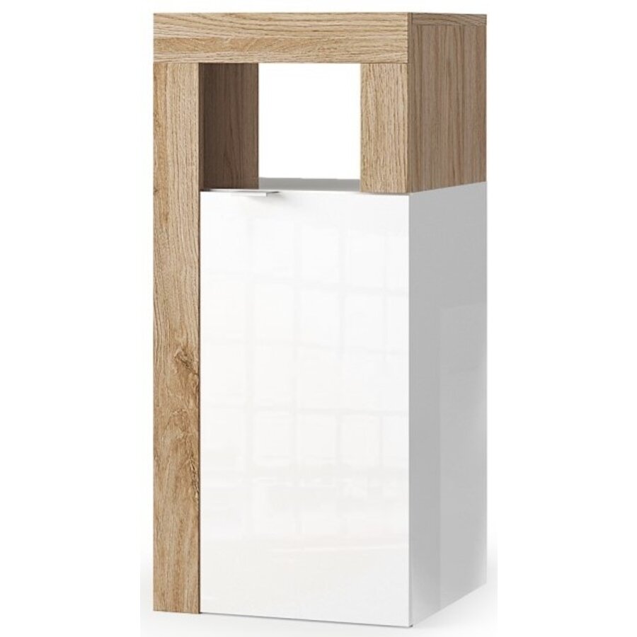 Hamburg HG Wit / Eiken Badkamerkast 1-Deur Mini Hamburg HG Wit / Eiken Badkamerkast 1-Deur Mini