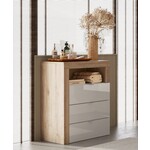 Benvenuto Design Hamburg HG Wit / Eiken Badkamerkast 3-Lades Laag Benvenuto Design Hamburg HG Wit / Eiken Badkamerkast 3-Lades Laag