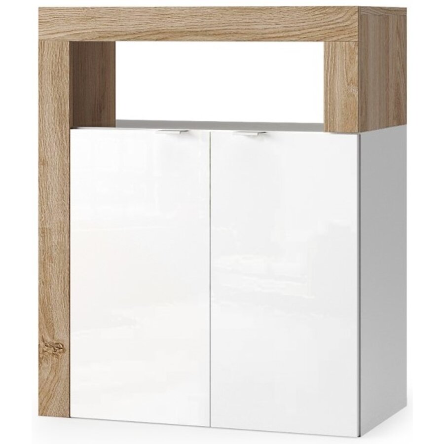 Hamburg HG Wit / Eiken Badkamerkast 2-Deuren Laag Hamburg HG Wit / Eiken Badkamerkast 2-Deuren Laag
