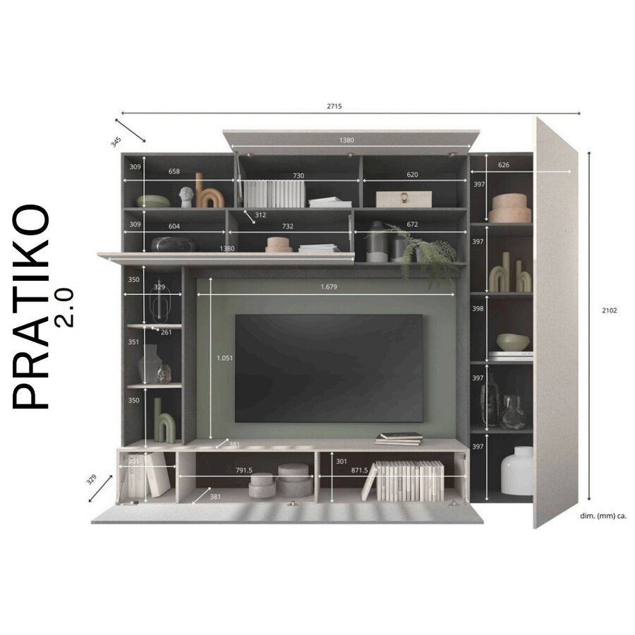 Pratiko 2.0 Ghisa / Pietra TV Meubel Houten Deur Pratiko 2.0 Ghisa / Pietra TV Meubel Houten Deur