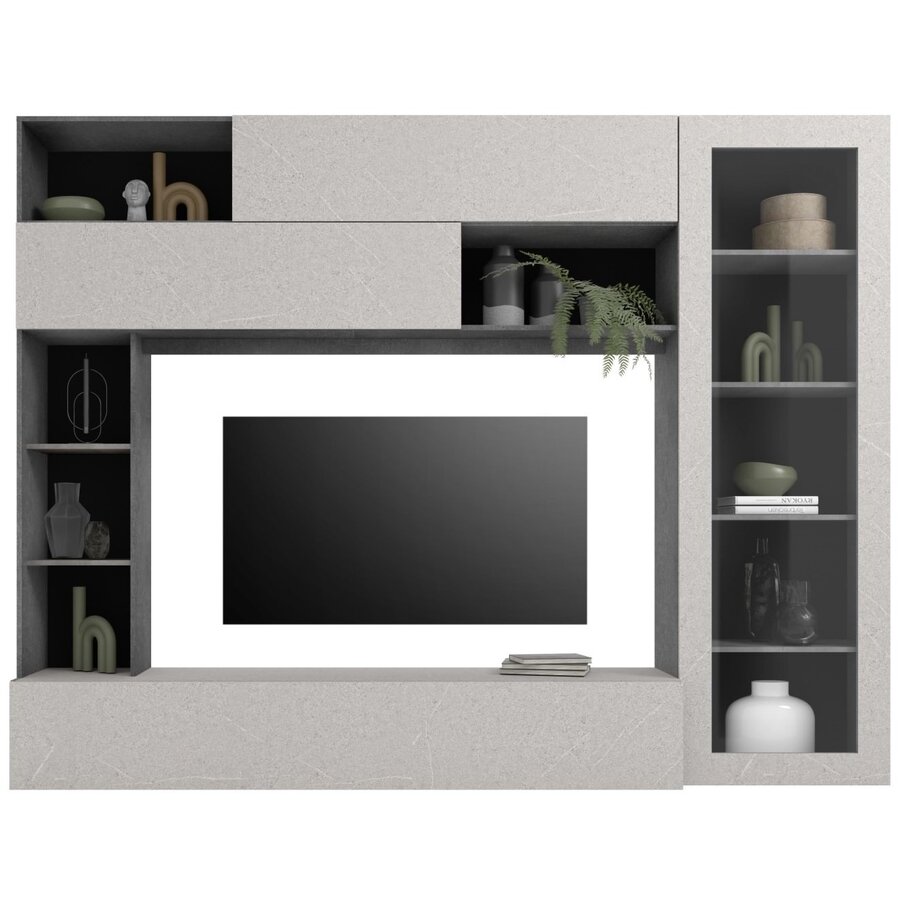 Pratiko 2.0 Ghisa / Pietra TV Meubel Glazen Deur Pratiko 2.0 Ghisa / Pietra TV Meubel Glazen Deur