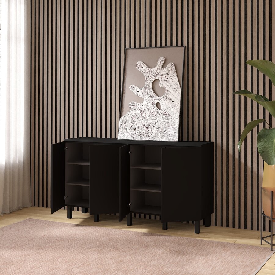 Turin Ayaya 160 cm Dressoir Zwart Turin Ayaya 160 cm Dressoir Zwart