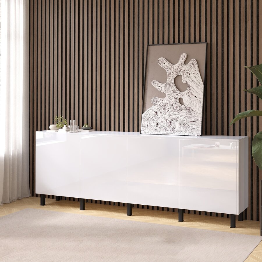 Eco Ayaya 240 cm Dressoir Hoogglans Alpine Wit Eco Ayaya 240 cm Dressoir Hoogglans Alpine Wit