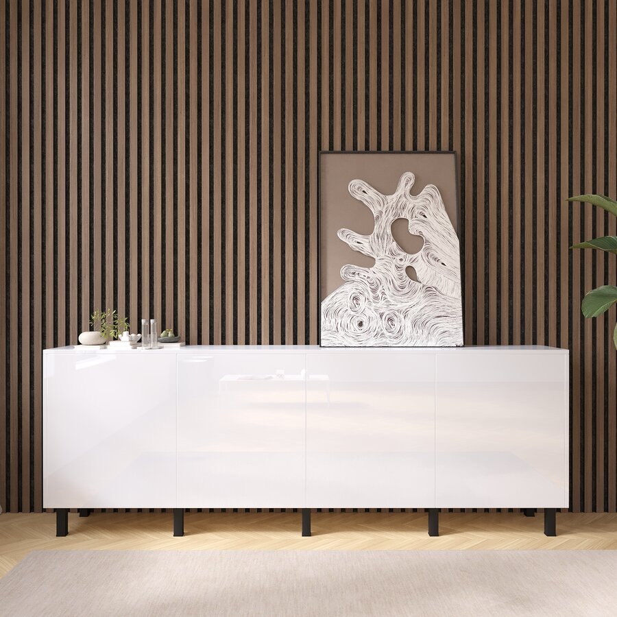 Eco Ayaya 240 cm Dressoir Hoogglans Alpine Wit Eco Ayaya 240 cm Dressoir Hoogglans Alpine Wit