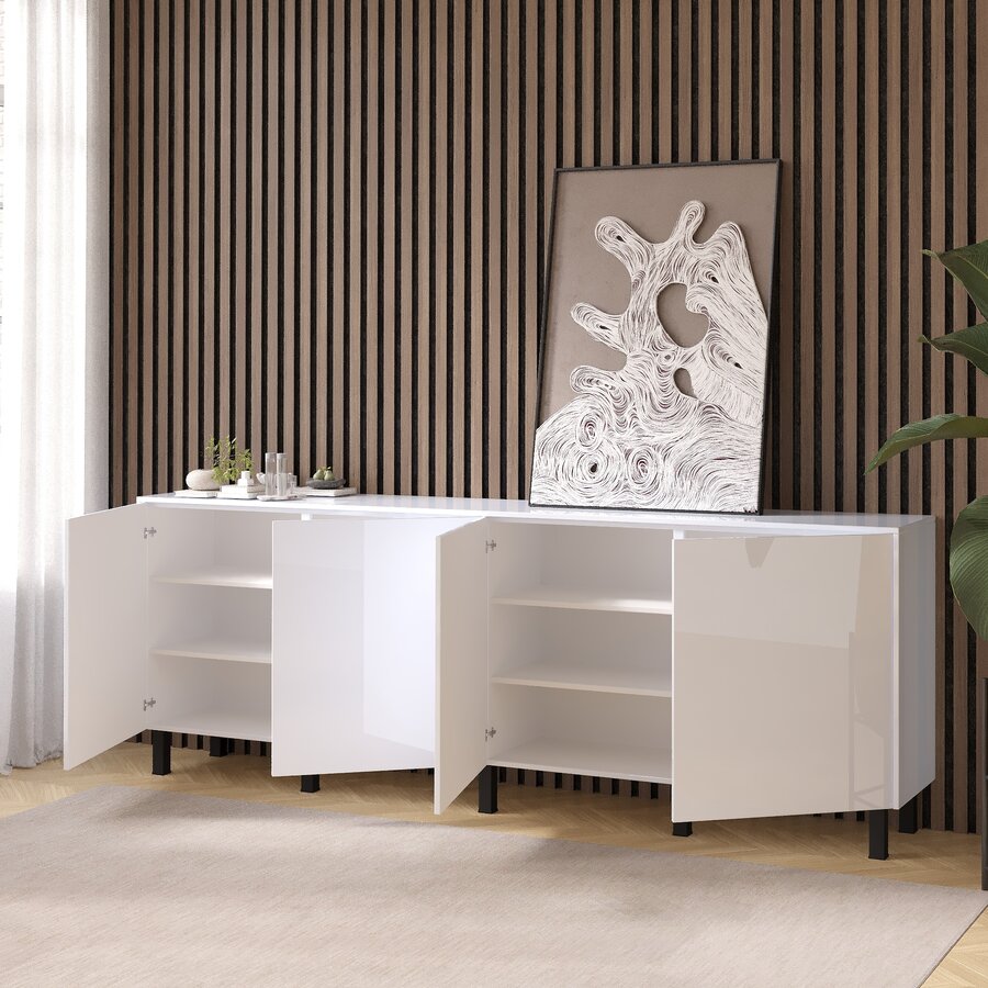 Eco Ayaya 240 cm Dressoir Hoogglans Alpine Wit Eco Ayaya 240 cm Dressoir Hoogglans Alpine Wit