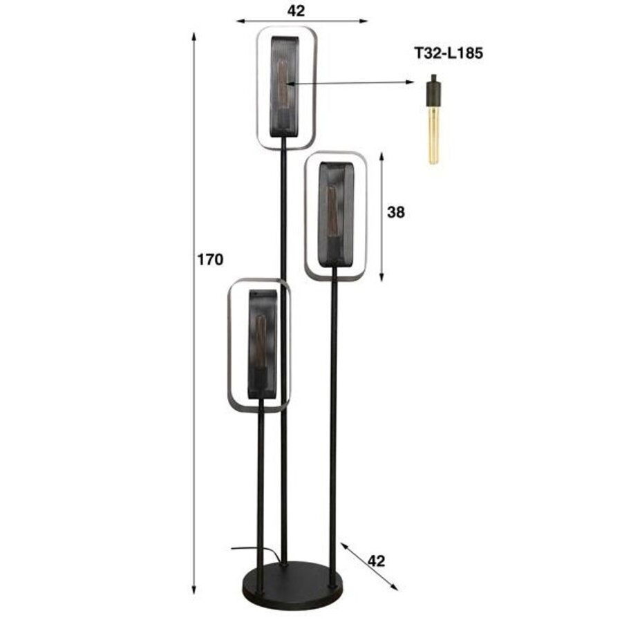 Mesh Rotate Vloerlamp 3L Artic Zwart