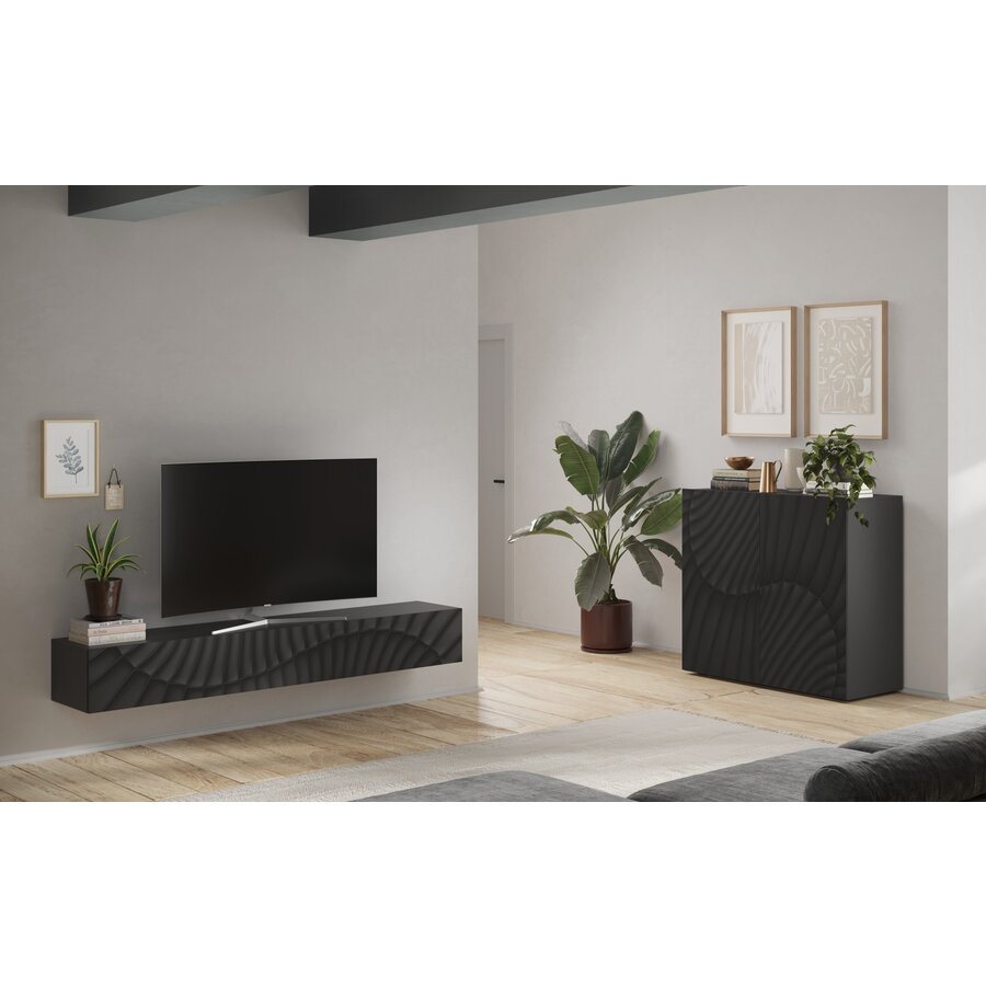 Snake Antraciet TV Wandmeubel 210 cm Snake Antraciet TV Wandmeubel 210 cm