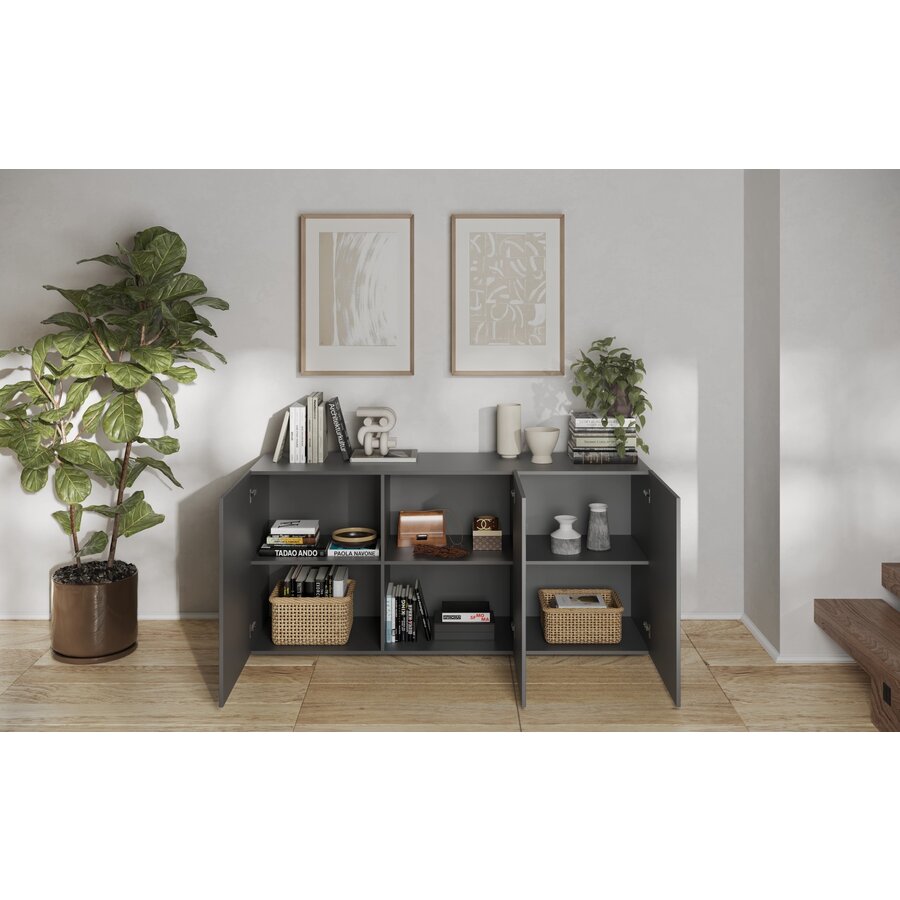 Snake Antraciet Dressoir 3-Deuren Snake Antraciet Dressoir 3-Deuren