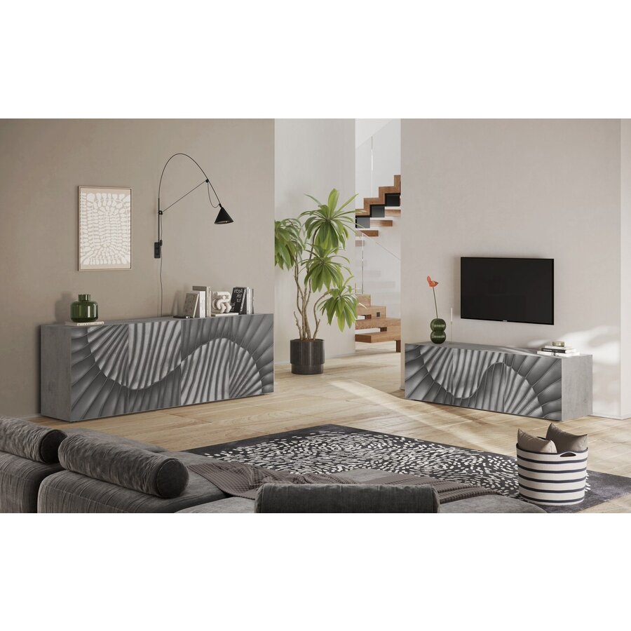 Snake Beton TV Meubel 3-Deuren Snake Beton TV Meubel 3-Deuren