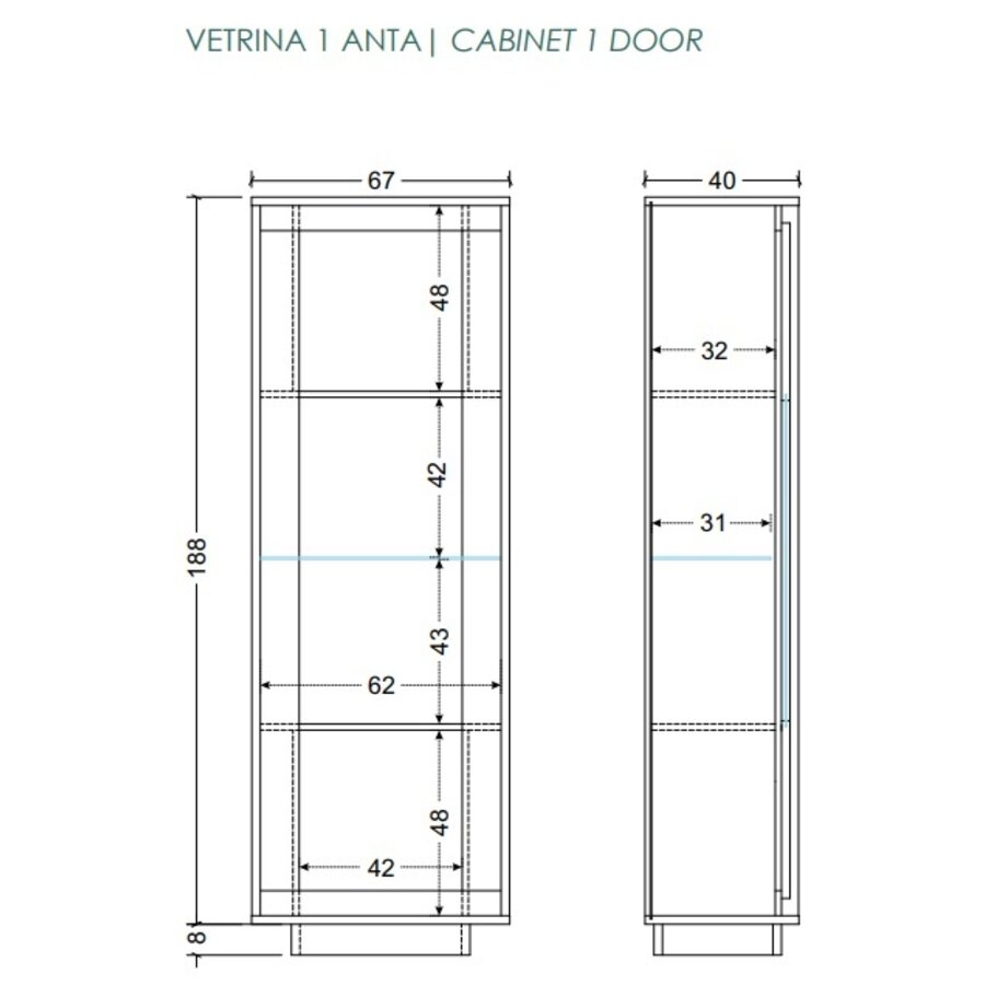 Sky 2.0 Wit / Mercure Eiken Vitrinekast met 1-Deur Sky 2.0 Wit / Mercure Eiken Vitrinekast met 1-Deur