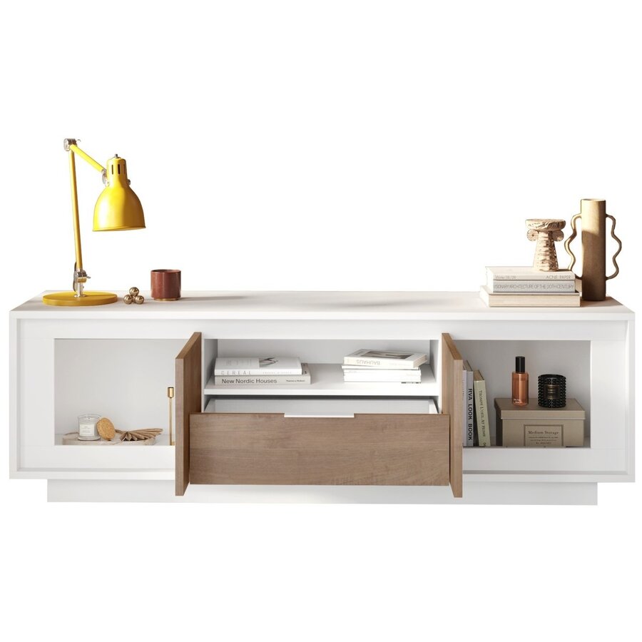 Sky 2.0 Wit / Mercure Eiken TV Meubel 2-Deuren 1-Lade Sky 2.0 Wit / Mercure Eiken TV Meubel 2-Deuren 1-Lade