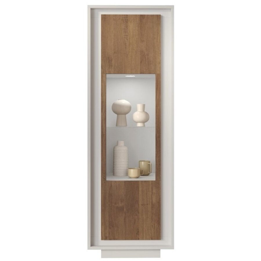 Sky 2.0 Wit / Mercure Eiken Vitrinekast met 1-Deur Sky 2.0 Wit / Mercure Eiken Vitrinekast met 1-Deur