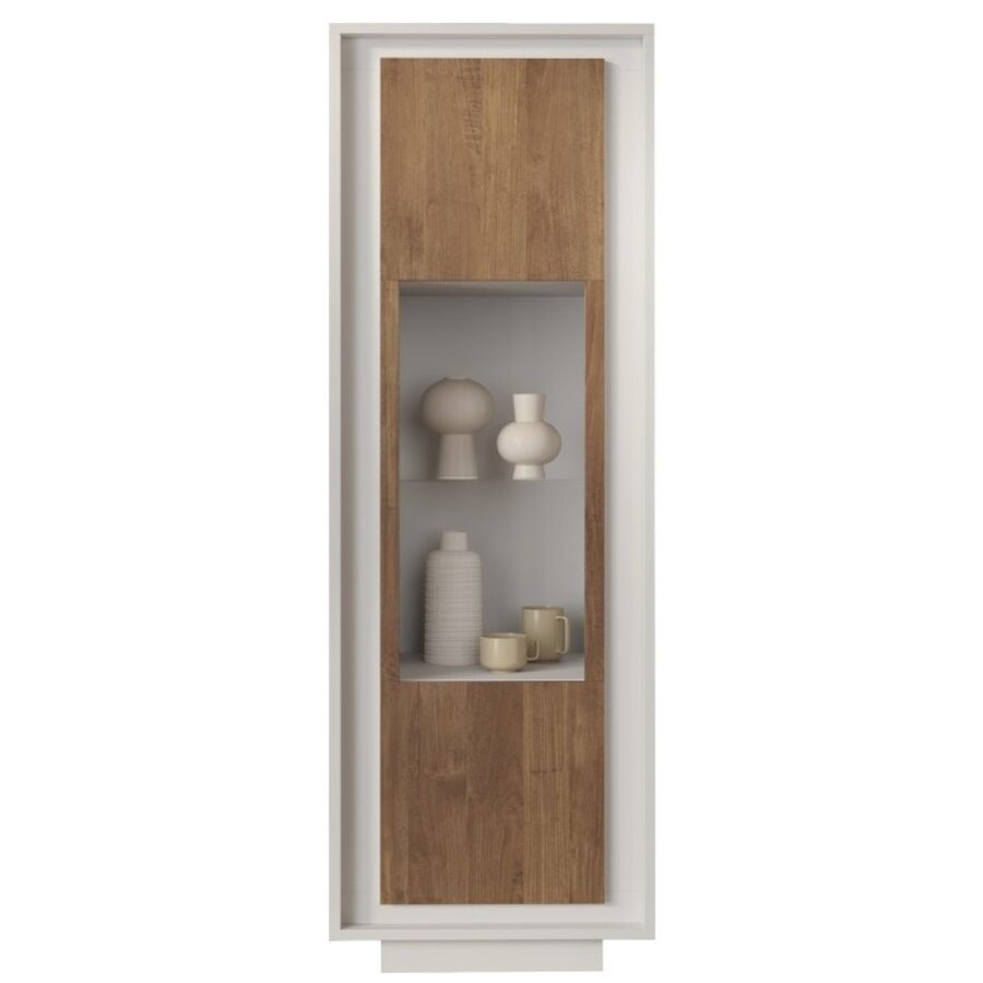 Sky 2.0 Wit / Mercure Eiken Vitrinekast met 1-Deur Sky 2.0 Wit / Mercure Eiken Vitrinekast met 1-Deur