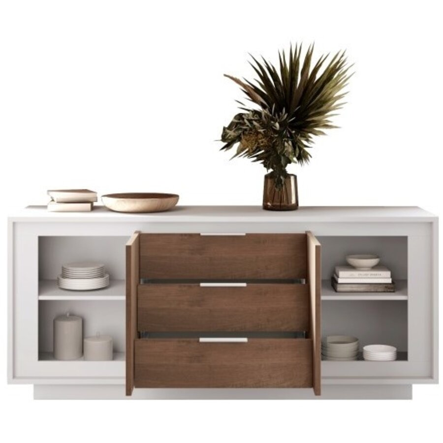 Sky 2.0 Wit / Mercure Eiken Dressoir 2-Deuren 3-Lades Sky 2.0 Wit / Mercure Eiken Dressoir 2-Deuren 3-Lades