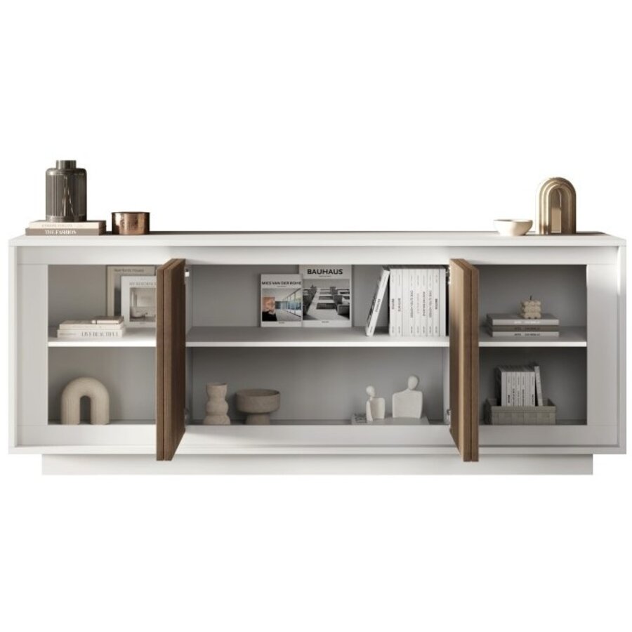 Sky 2.0 Wit / Mercure Eiken Dressoir 4-Deuren Sky 2.0 Wit / Mercure Eiken Dressoir 4-Deuren