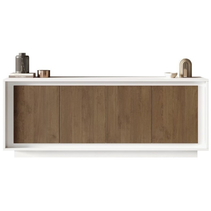 Sky 2.0 Wit / Mercure Eiken Dressoir 4-Deuren Sky 2.0 Wit / Mercure Eiken Dressoir 4-Deuren