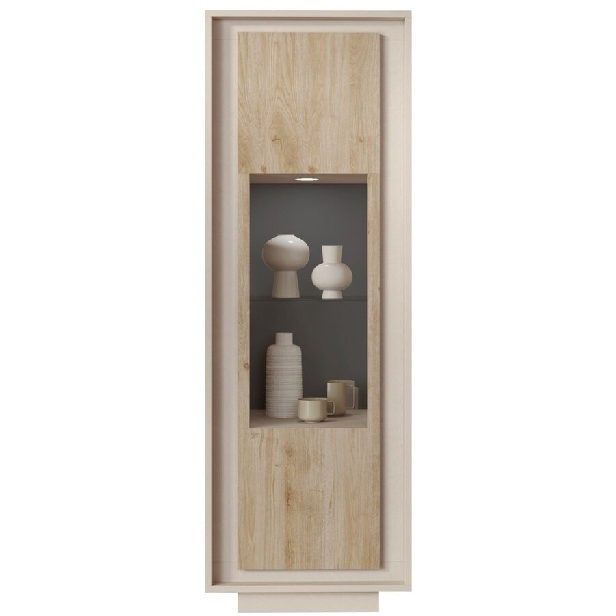 Sky 2.0 Cashmere / Kadiz Eiken Vitrinekast met 1-Deur Sky 2.0 Cashmere / Kadiz Eiken Vitrinekast met 1-Deur