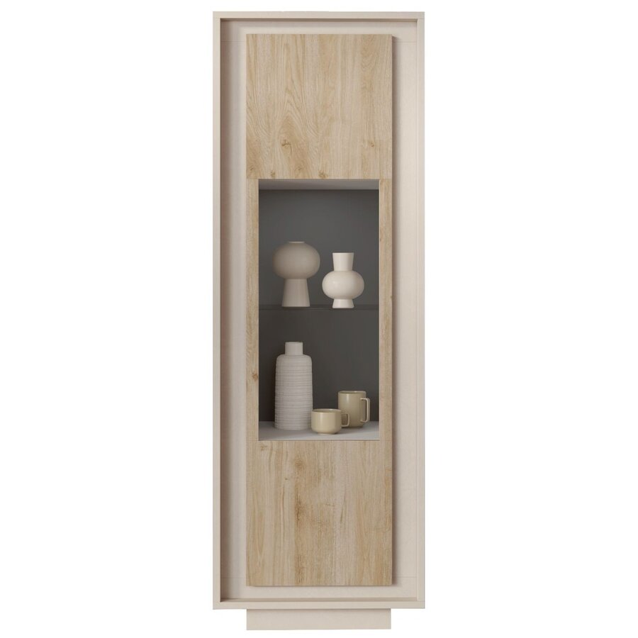 Sky 2.0 Cashmere / Kadiz Eiken Vitrinekast met 1-Deur Sky 2.0 Cashmere / Kadiz Eiken Vitrinekast met 1-Deur
