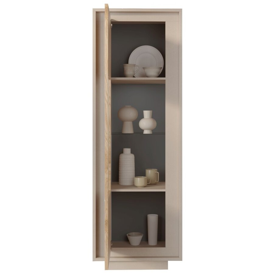 Sky 2.0 Cashmere / Kadiz Eiken Vitrinekast met 1-Deur Sky 2.0 Cashmere / Kadiz Eiken Vitrinekast met 1-Deur