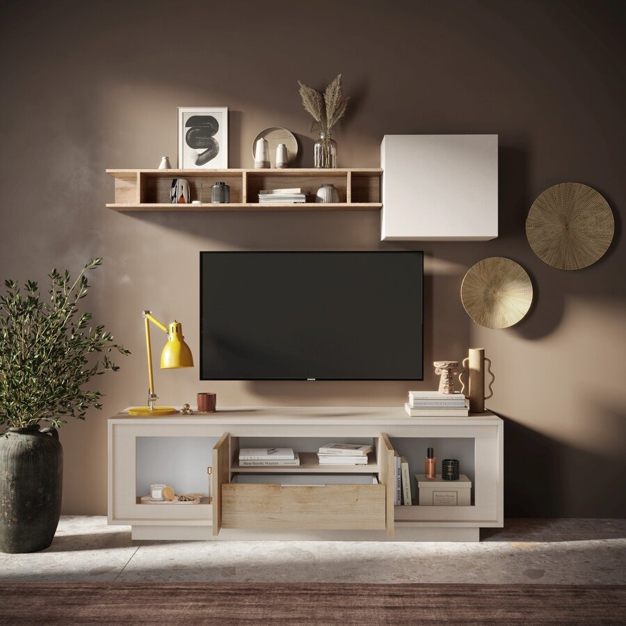 Sky 2.0 Cashmere/Kadiz Eiken TV Meubel 2-Deuren 1-Lade Sky 2.0 Cashmere/Kadiz Eiken TV Meubel 2-Deuren 1-Lade