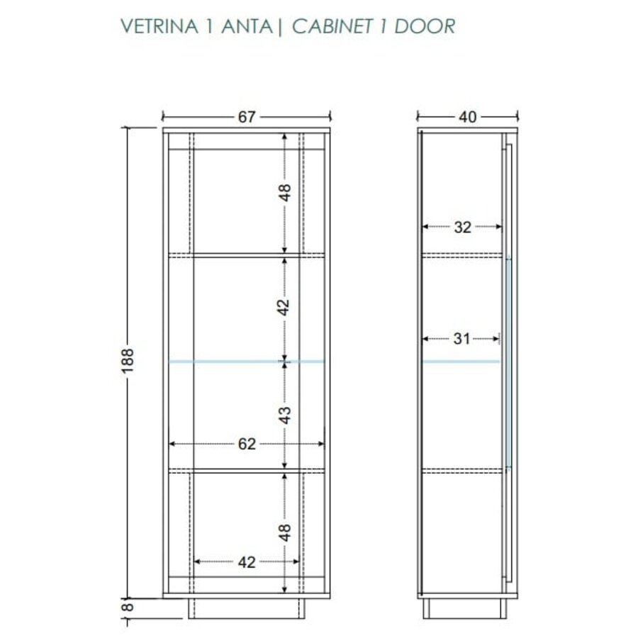 Sky 2.0 Wit / Beton Vitrinekast met 1-Deur Sky 2.0 Wit / Beton Vitrinekast met 1-Deur