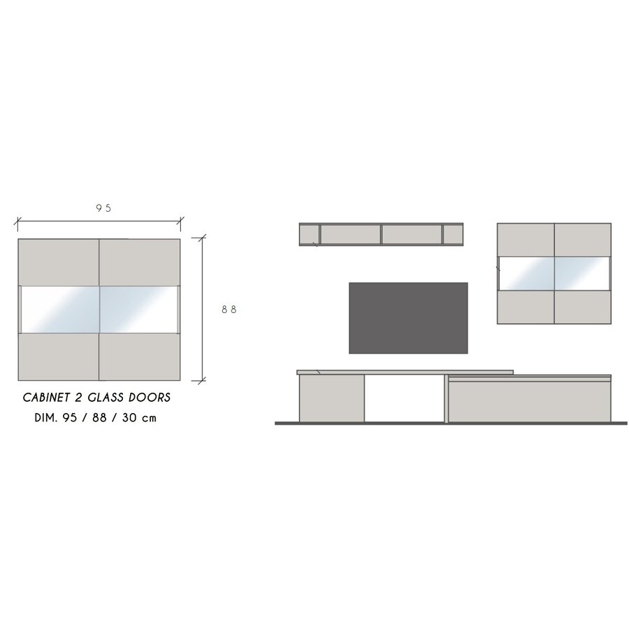 Infinity 2.0 Hangende Vitrinekast Ardesia Infinity 2.0 Hangende Vitrinekast Ardesia