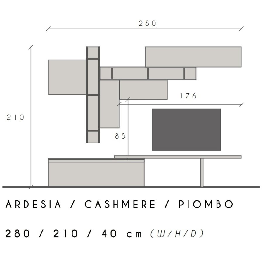 Infinity 2.0 Ardesia / Cashmere / Piombo TV Meubel Set 54