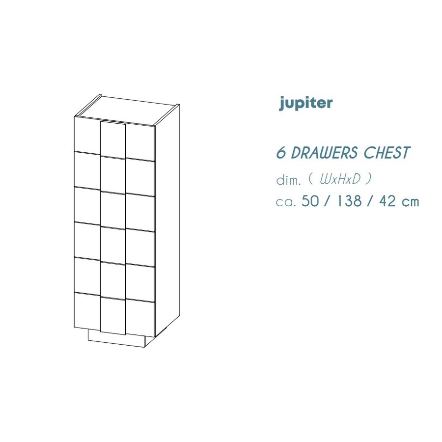 Jupiter Ladekast met 6-Lades Ardesia Jupiter Ladekast met 6-Lades Ardesia