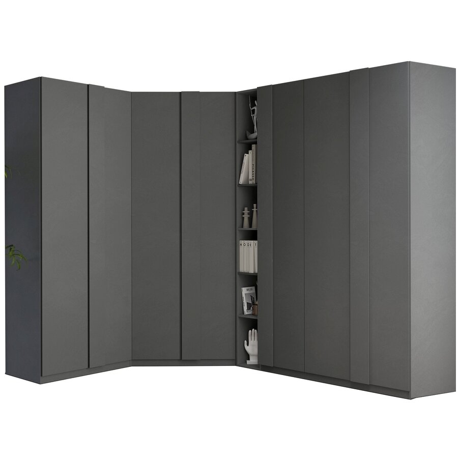 Jupiter Hoek Kledingkast 7-Deuren en Boekenkast Ardesia Jupiter Hoek Kledingkast 7-Deuren en Boekenkast Ardesia