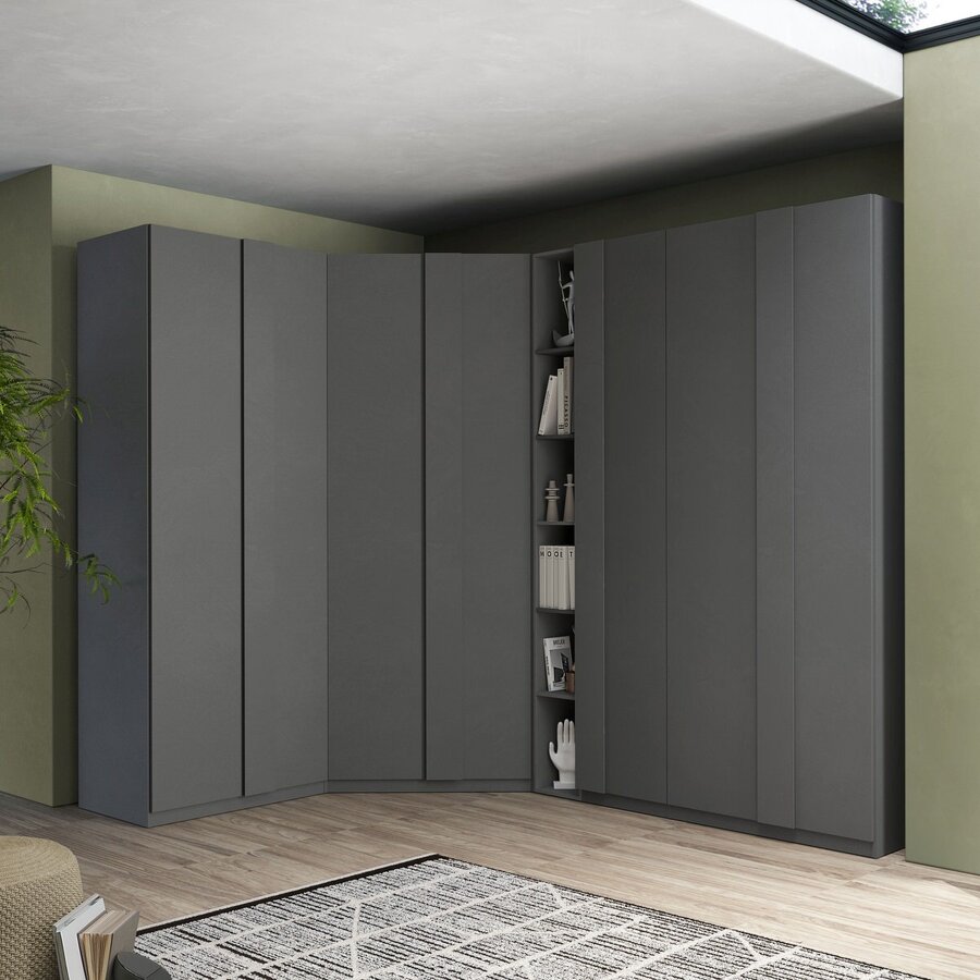 Jupiter Hoek Kledingkast 7-Deuren en Boekenkast Ardesia Jupiter Hoek Kledingkast 7-Deuren en Boekenkast Ardesia