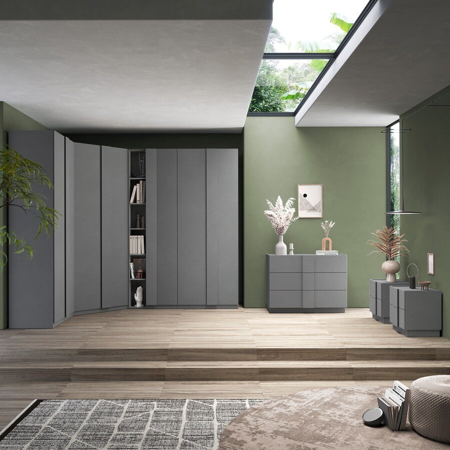 Jupiter Hoek Kledingkast 7-Deuren en Boekenkast Ardesia Jupiter Hoek Kledingkast 7-Deuren en Boekenkast Ardesia