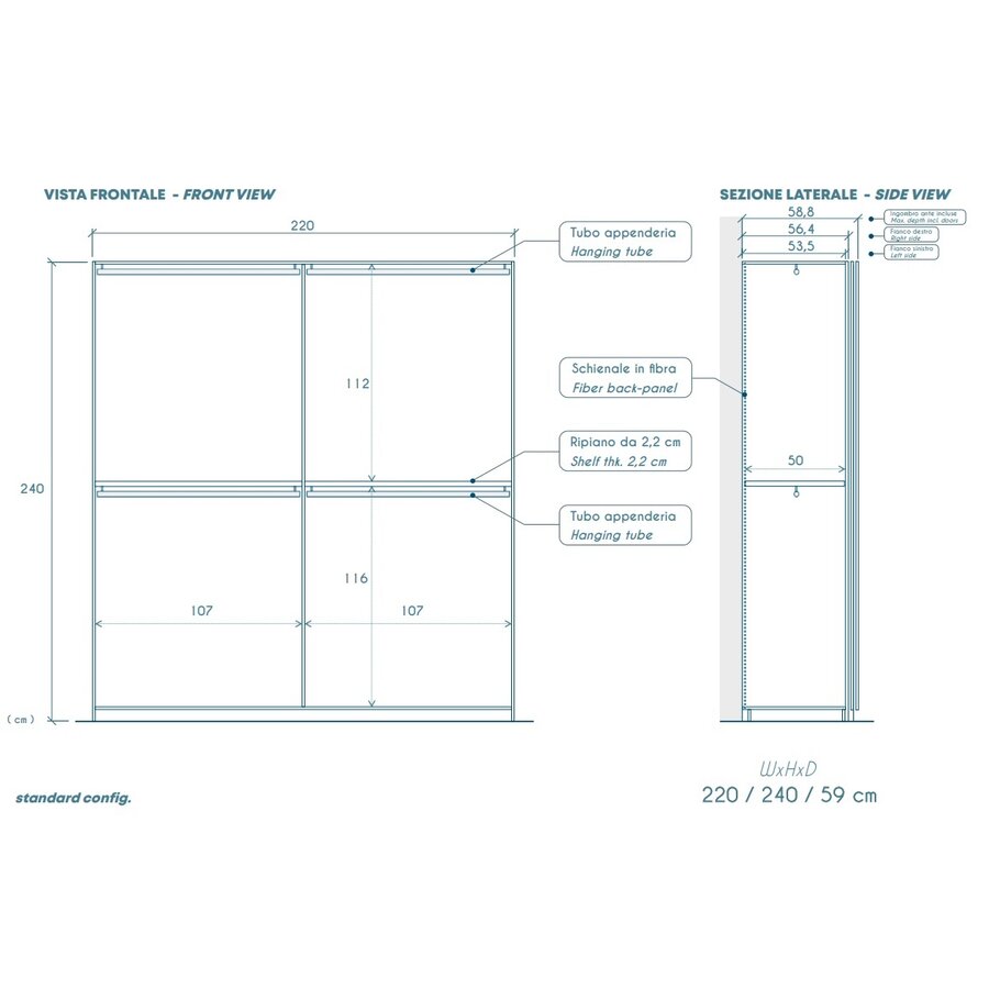 Jupiter Schuifdeurkast 220 cm Ardesia Jupiter Schuifdeurkast 220 cm Ardesia