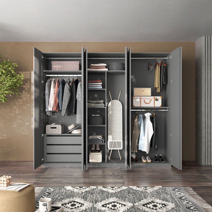 Kleine Interne Ladekast met 3 Lades voor 90 cm Draaideurkast Ardesia